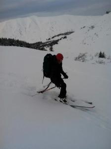 I crashed and burned shortly after this was taken, but being covered in snow was still better than sitting at home. (Photo: Hannah Brewster)