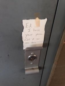 Instant messaging at the Castle. Band-aids-as-adhesives are popular. It's a classy place.