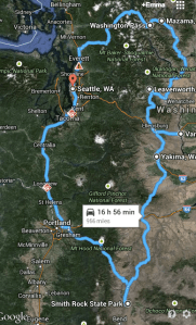 Something like a thousand miles, starting and finishing in Seattle.